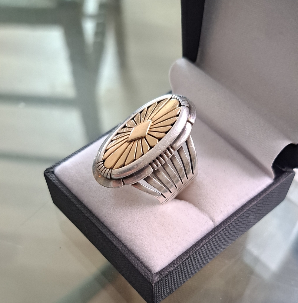 *Sold*Howard Nelson Navajo 14k Yellow Gold & Sterling Silver Ring